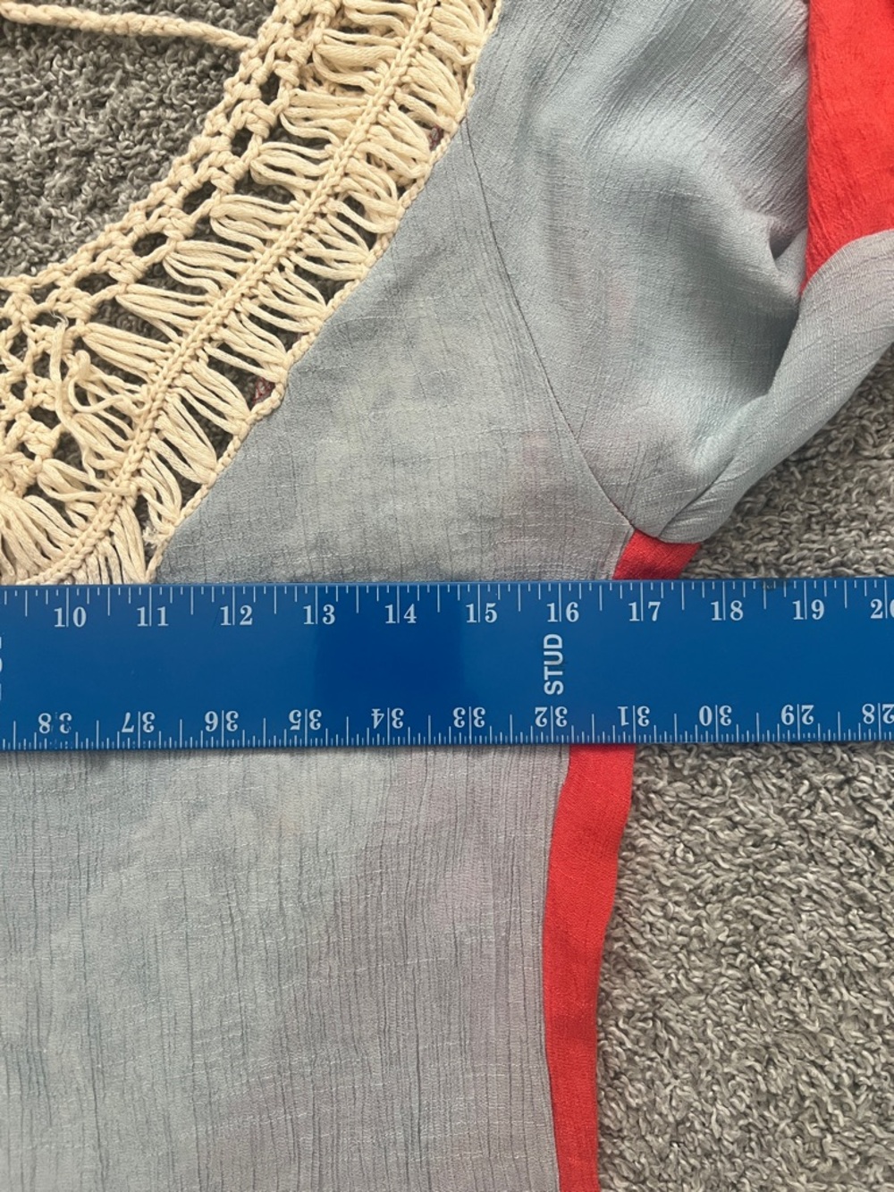 SHEIN Colorblock Light Blue & Red Boho Fringe Hem Cover-Up Summer Tunic Size OS - Picture 7 of 10
